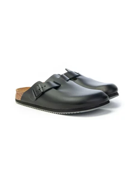 Klapki mules Birkenstock skórzane czarne