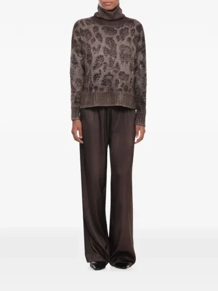 Pulover Avant Toi cu imagine cu model leopard maro