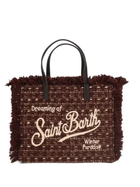 Geantă shopper Mc2 Saint Barth din tweed maro