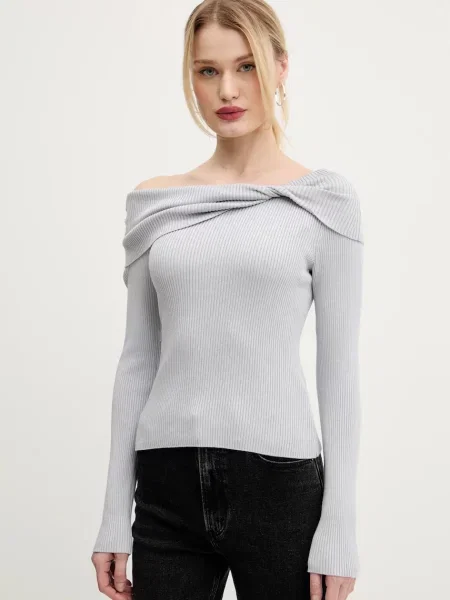 Пуловер Abercrombie & Fitch дамски от лека материя сиво