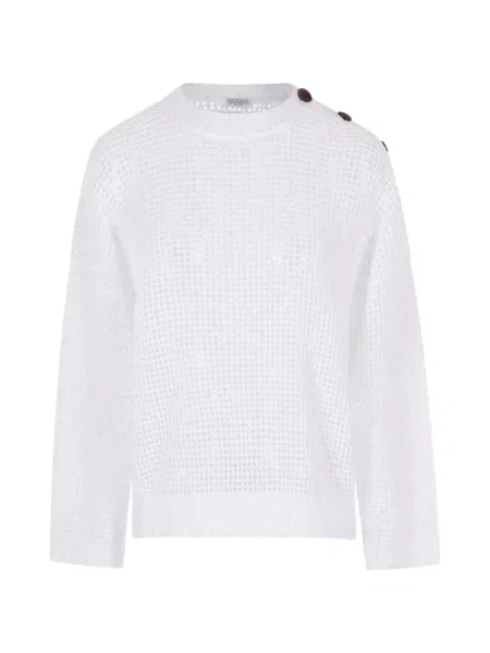Pulover Brunello Cucinelli tricotate alb