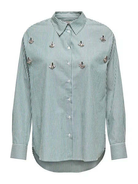 ONLY Bluza ONLTRINE temno zelena bela