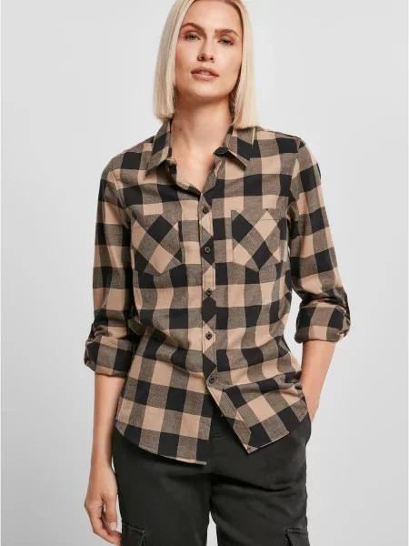 Urban Classics Bluză maro deschis / gri închis negru