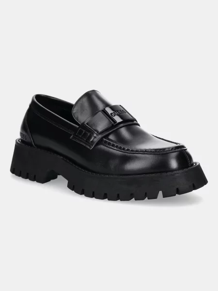 Guess mocasini de piele GORIZIA II negru