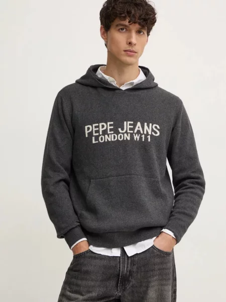 Пуловер с вълна Pepe Jeans CARSON мъжки сиво