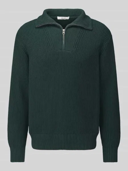 Sweter o kroju regular fit z czystej bawełny z kołnierzem zapinanym Selected
