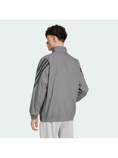 Kurtka Adidas w paski do biegania szara