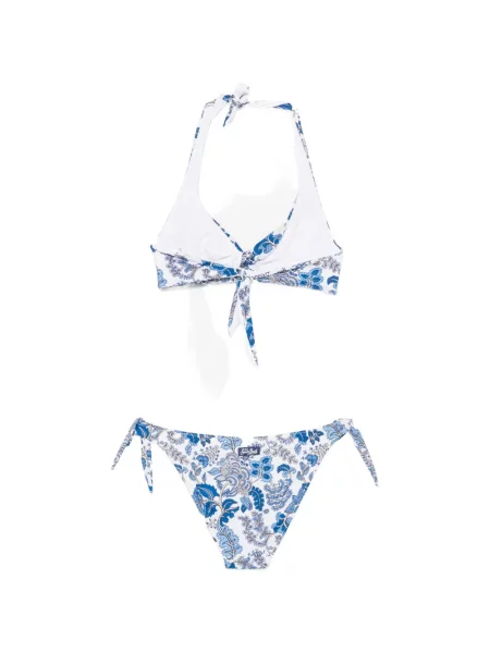 Bikini Mc2 Saint Barth cu model floral cu imagine alb