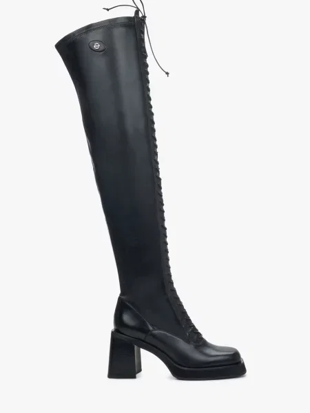 Кожаные сапоги Estro черные