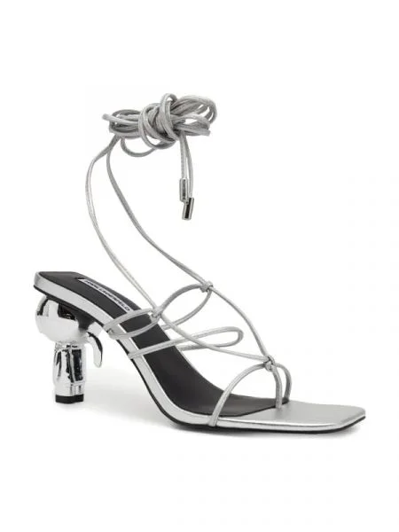 Karl Lagerfeld Sandale cu gros IKON Long Lace argintiu
