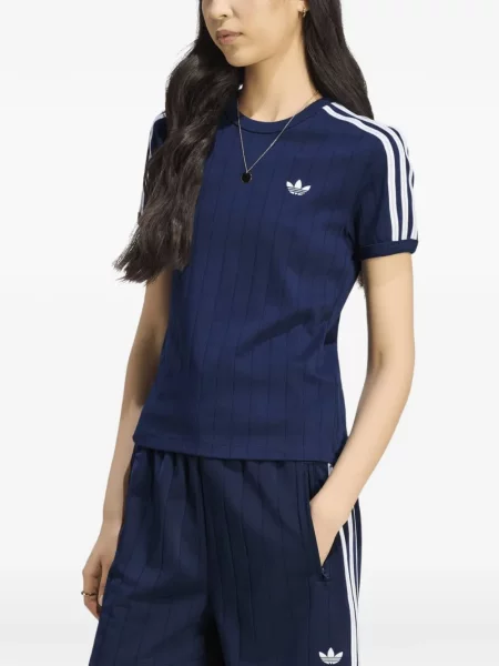 Scurt tricou Adidas cu dungi plasă albastru