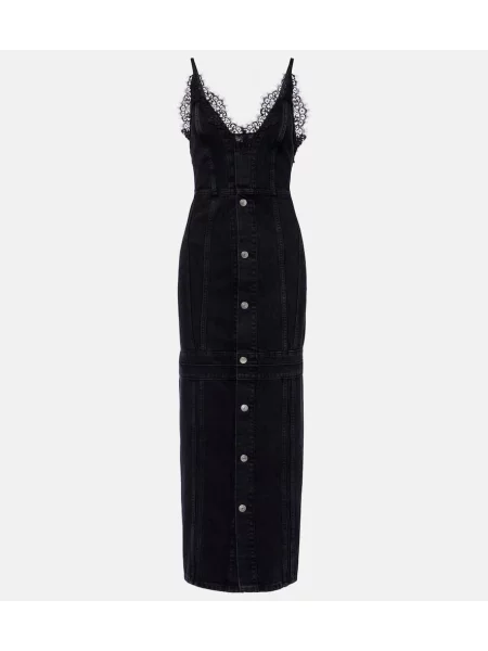 Rochie din denim Stella Mccartney din dantelă de costum negru