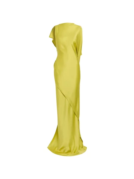 Rochie maxi Victoria Beckham cu volane asimetrică galben