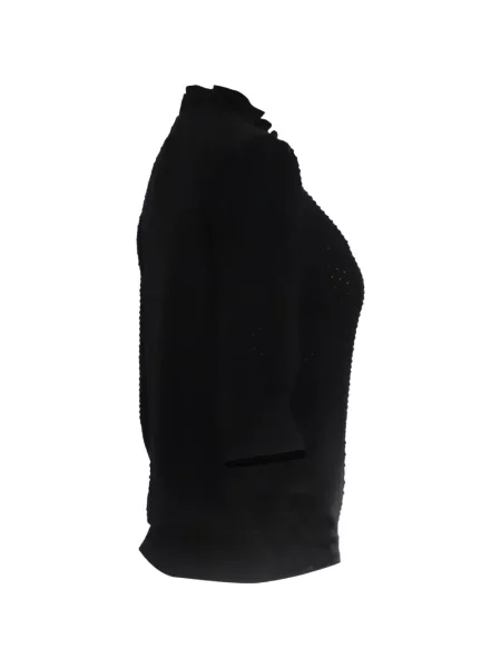 Bluză Ganni tricotate cu volane negru