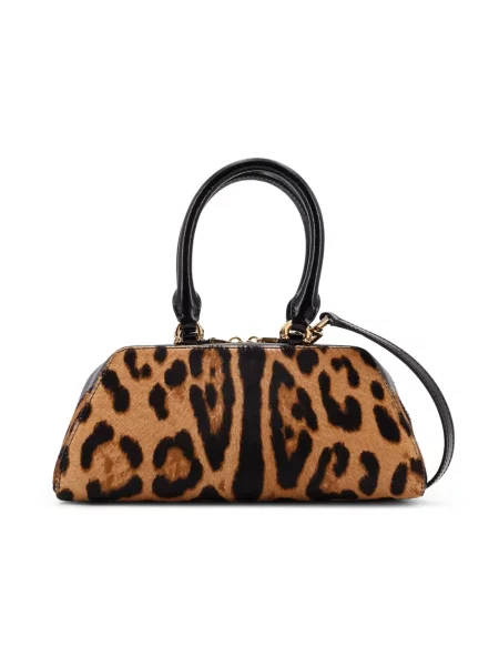 Mała torebka skórzana Givenchy Antigona z nadrukiem z nadrukiem zwierzęcym brązowa