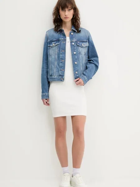 Tommy Jeans φόρεμα bodycon με ελαστάν λευκό