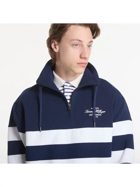 Суитшърт Tommy Hilfiger Nautical Block Stripe Zip Carbon Navy L военноморски сили