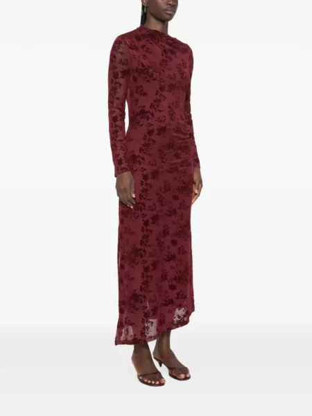 Rochie maxi Imperial cu model floral drapată roșu