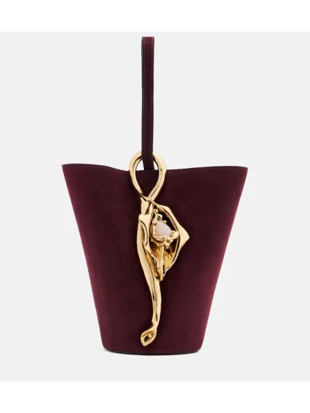 Geantă bucket Chloé din piele de căprioară bordo