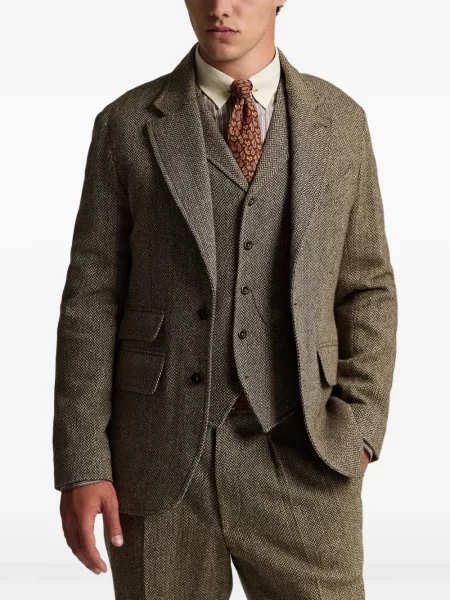 Sacou Ralph Lauren Rrl cu model herringbone maro