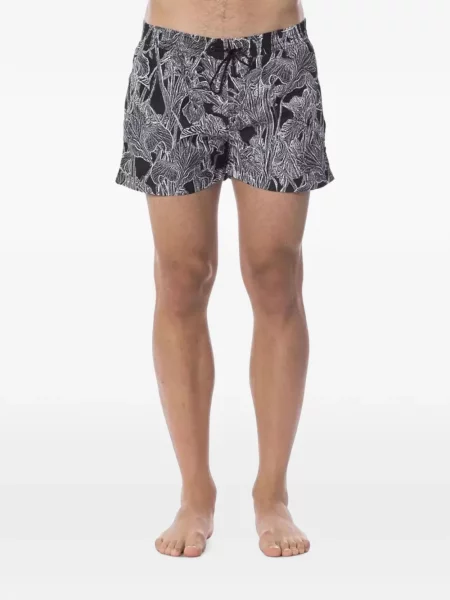 Slip de baie Roberto Cavalli cu model floral cu imagine cu cordon negru
