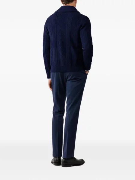 Gulerat cardigan Hackett London tricotate albastru