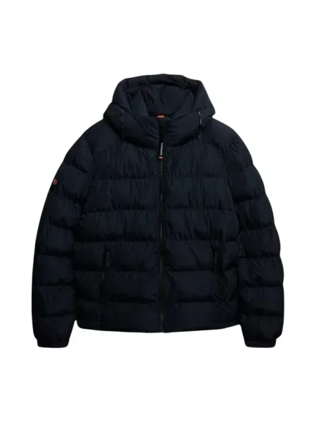 Kurtka puchowa Superdry z kapturem niebieska