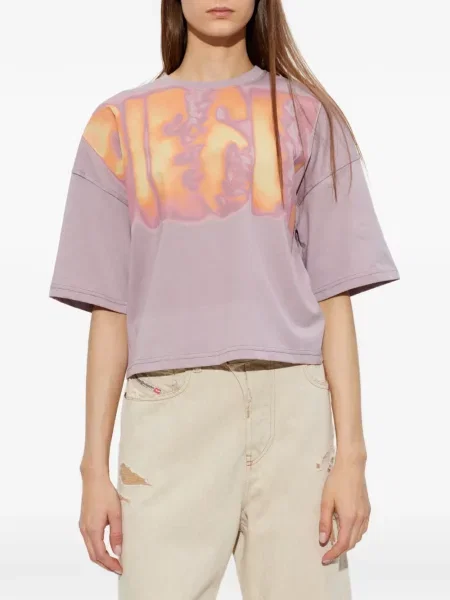 Decupat tricou Diesel cu imagine violet