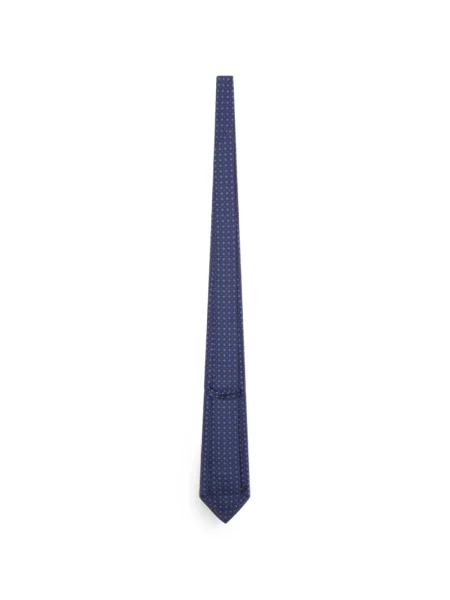 Cravată Kiton de mătase cu imprimeu geometric albastru