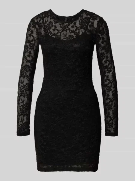 Taliowana sukienka mini z detalem z koronki model ‘BLAISE’ Only czarna