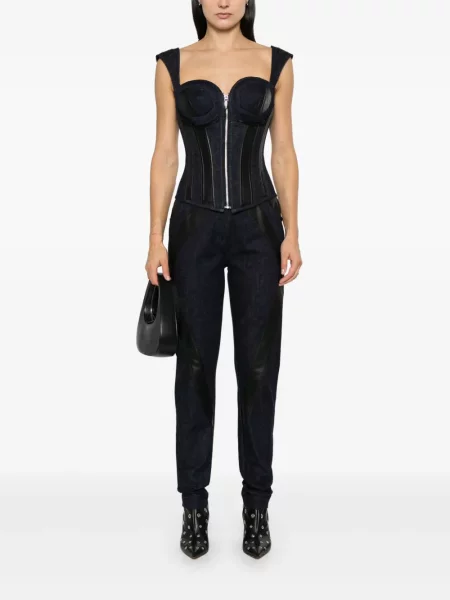 Top Mitiliane Couture din piele albastru