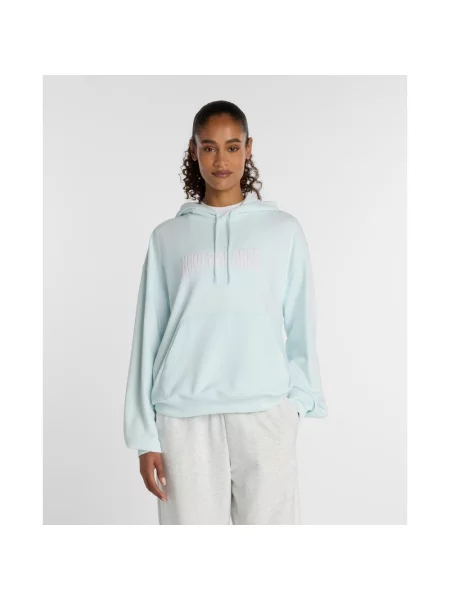 Bluza z kapturem New Balance Wavy Oversized jasnoniebieska XS niebieska