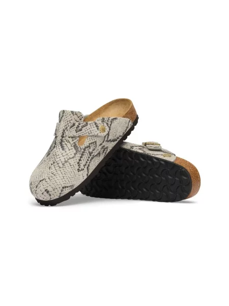 Birkenstock Mules încălțăminte Boston Rivet Logo | piele întoarsă | narrow fit gri