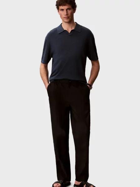Лляне поло Calvin Klein синє