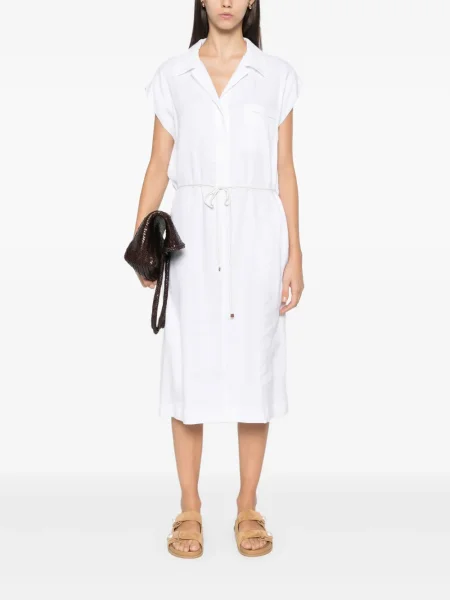 Rochie midi Lorena Antoniazzi până la genunchi din țesătură twill de costum alb