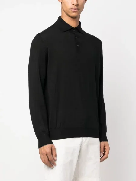 Lung tricou polo Brunello Cucinelli negru