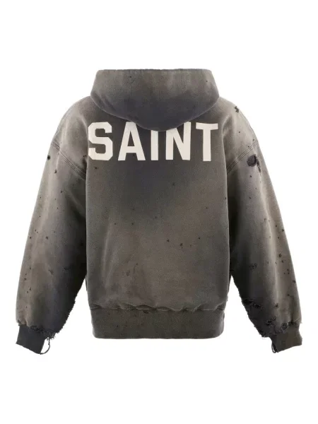 Суичър с качулка Saint Mxxxxxx с протрити краища сиво