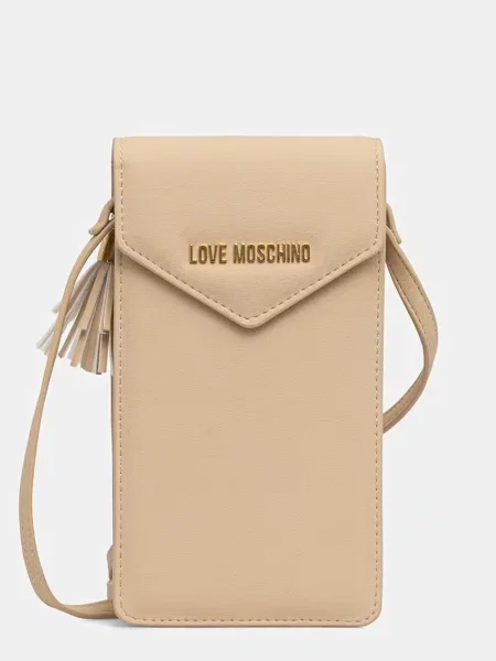Portfel Love Moschino skórzany beżowy