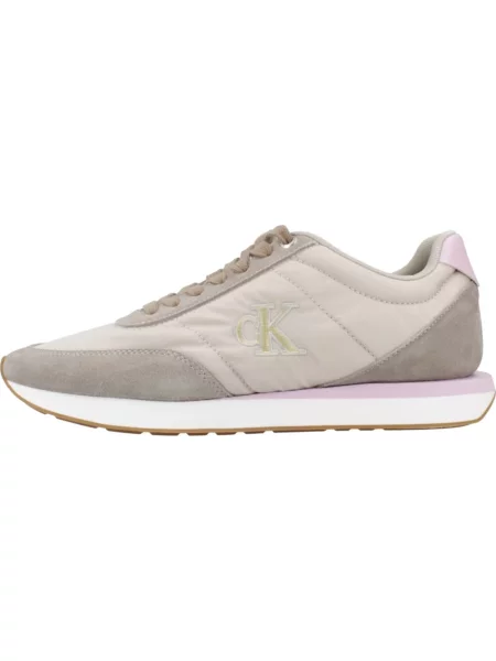 Calvin Klein RETRO RUNNER LACE UP MG sneakersy beżowe