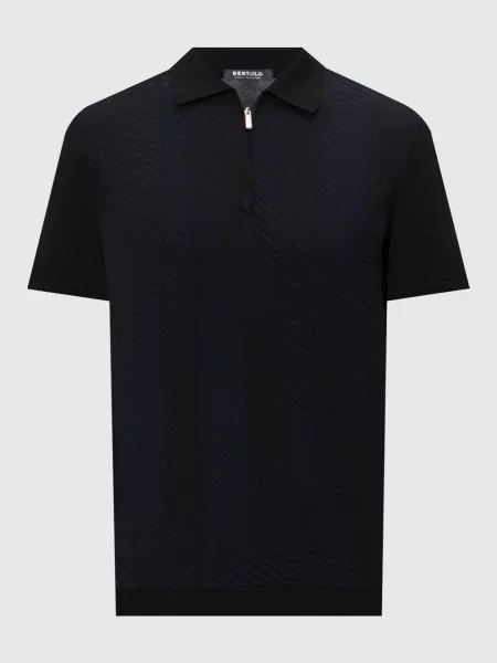 Поло у візерунок смужка Bertolo Cashmere чорне