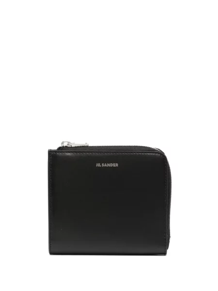 Portofel Jil Sander din piele cu imagine negru