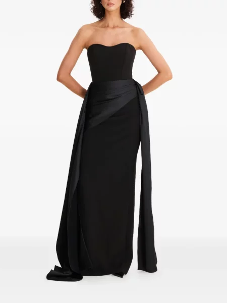 Maksi sukienka maxi Moos Studio bez ramiączek garniturowa czarna