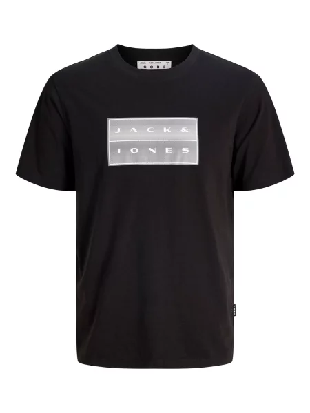 JACK & JONES Tricou JCOFusion gri / negru alb