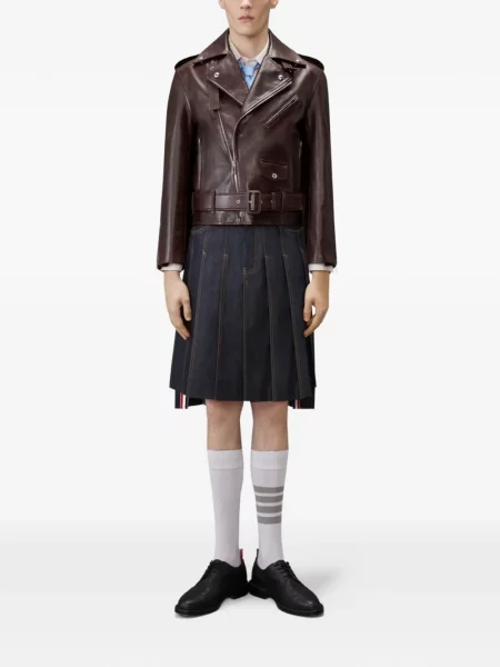 Cu centură geanta de piele Thom Browne maro