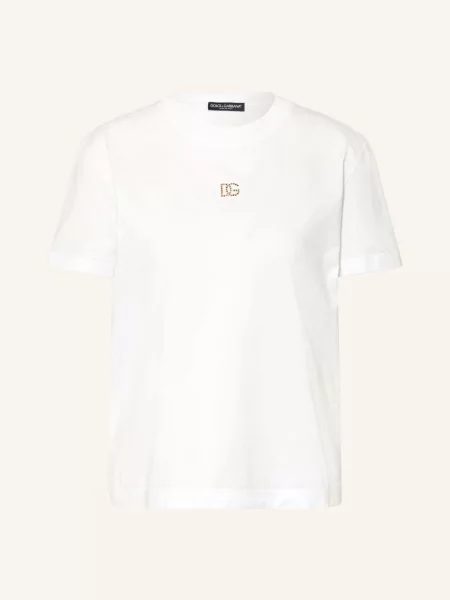 Dolce & Gabbana Koszulka Z Kamieniami Ozdobnymi weiss biała