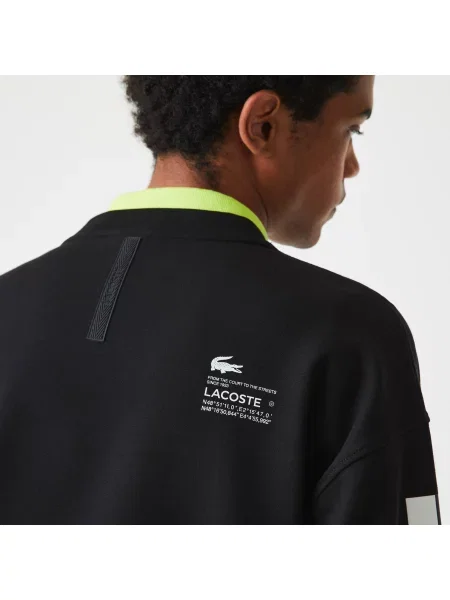 Lacoste Bluza O Luźnym Kroju Z Nadrukiem Odblaskowym czarna