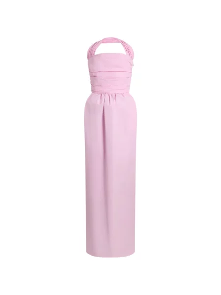 Rochie maxi Patou cu gât halter de costum roz