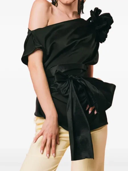 Bluzka Giada Curti na jednym ramieniu czarna