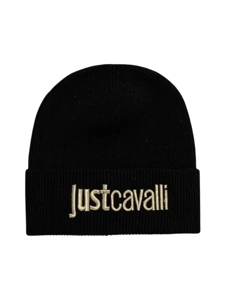 Just Cavalli czapka z domieszką wełny czarny