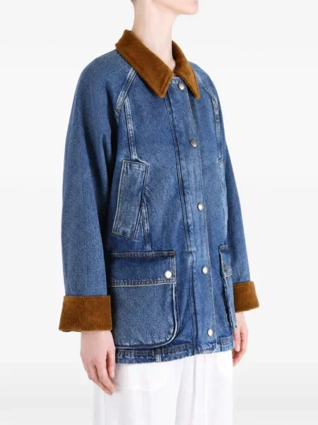 Manšestrová s límcem džínová bunda Barbour modrá